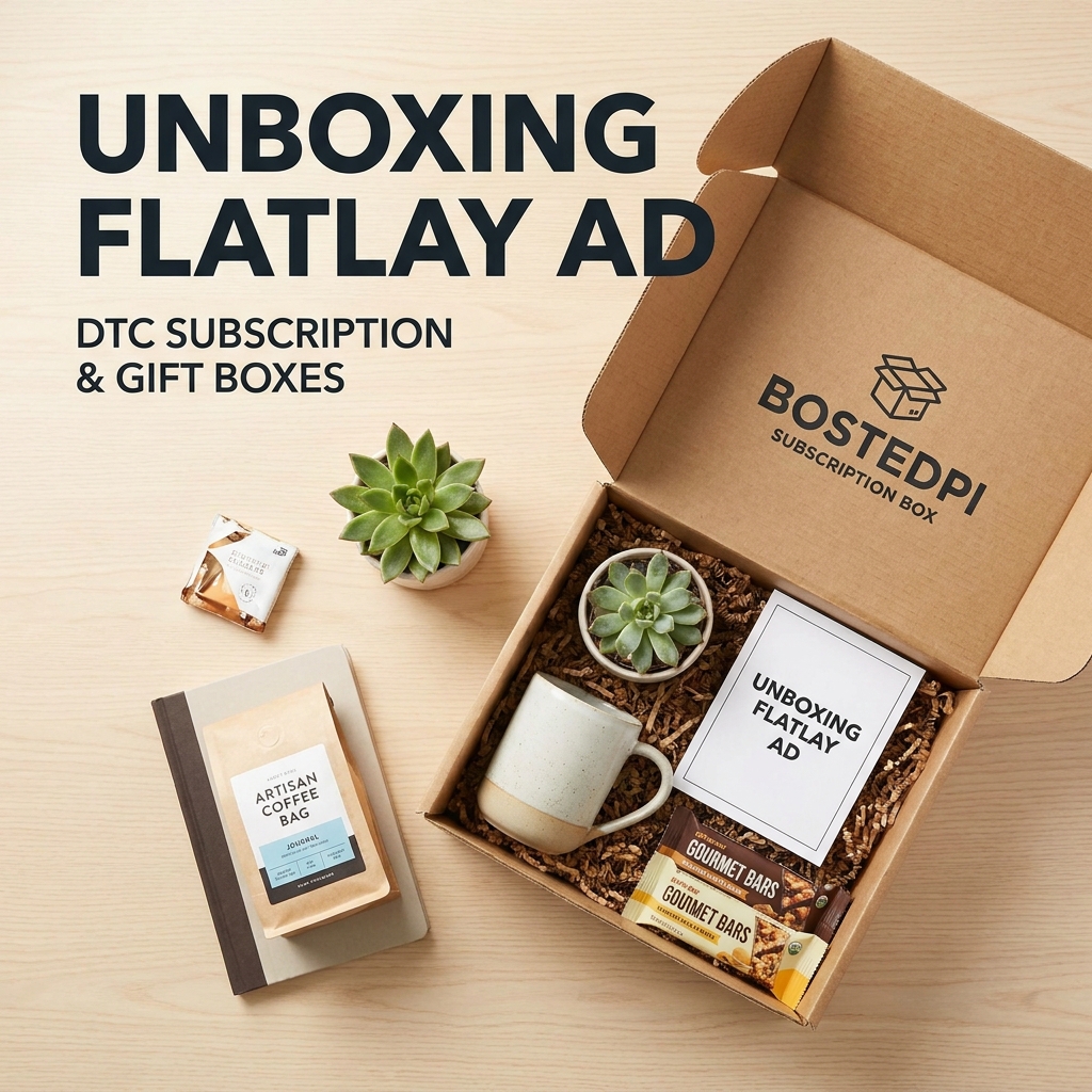 Unboxing Flatlay Ad example